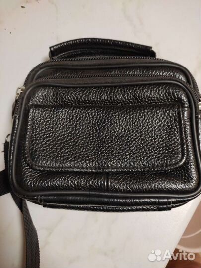 Сумка натуральная кожа мужская 16*14 см