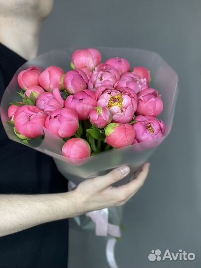 Пионы букет из хризантем