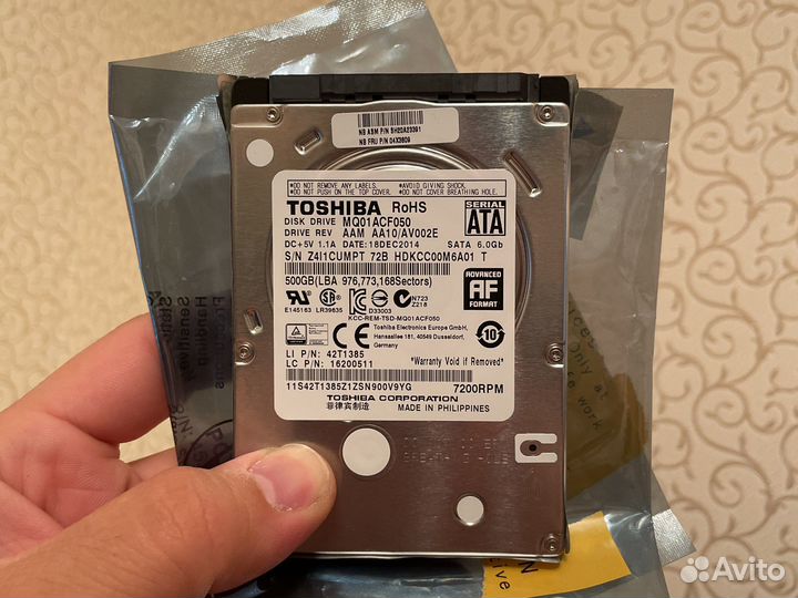Новый жд Toshiba 500гб 2.5 HDD SATA MQ01ACF050