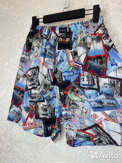 Шорты Balenciaga Allover cities silk shorts, 48