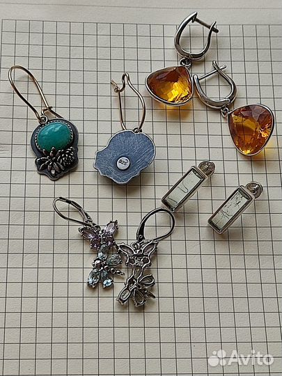 Серьги, кольца с натуральными камнями, авторские