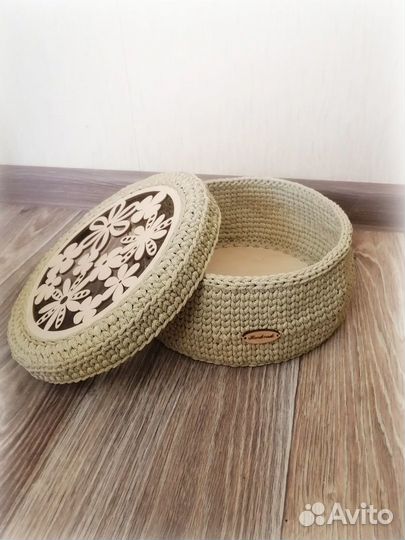 Интерьерная корзина из шнура