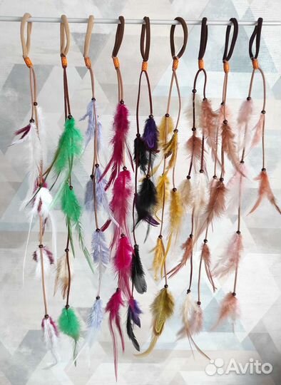 Украшения для волос с перьями на резинке