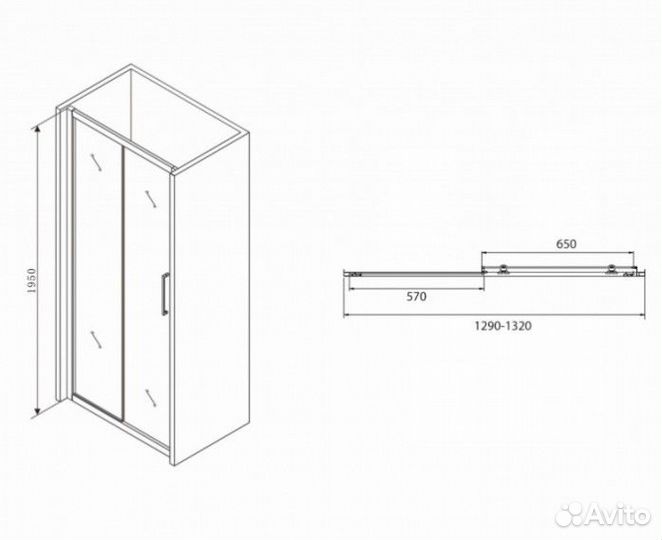 Душевая дверь Abber Schwarzer Diamant AG30130BH 130 см