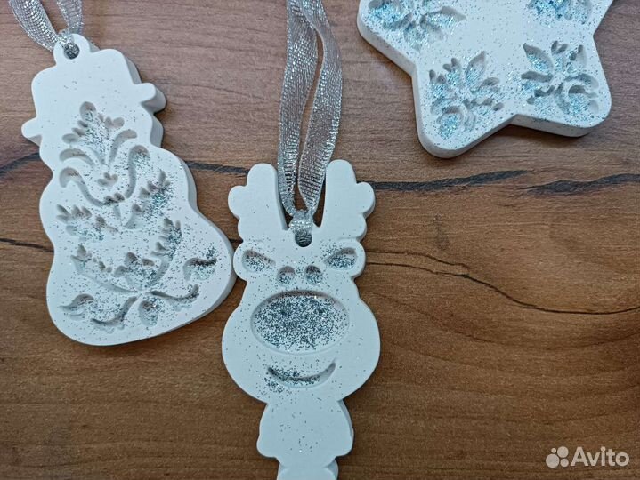 Ёлочные игрушки, новогодние украшения, эко, гипс