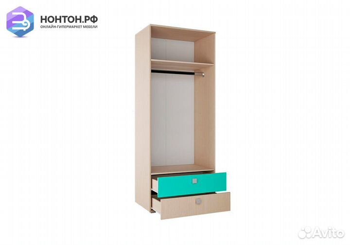 Шкаф 2-х створчатый Юниор-1 бирюза / дуб беленый