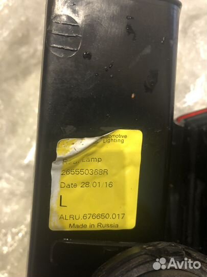 Фонарь задний renault duster 2016