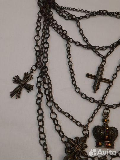 Колье винтаж кресты корона стиль Dolce gabbana