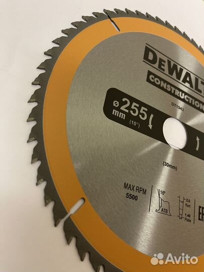 Диск пильный подереву dewalt 255x30x60 зубов const