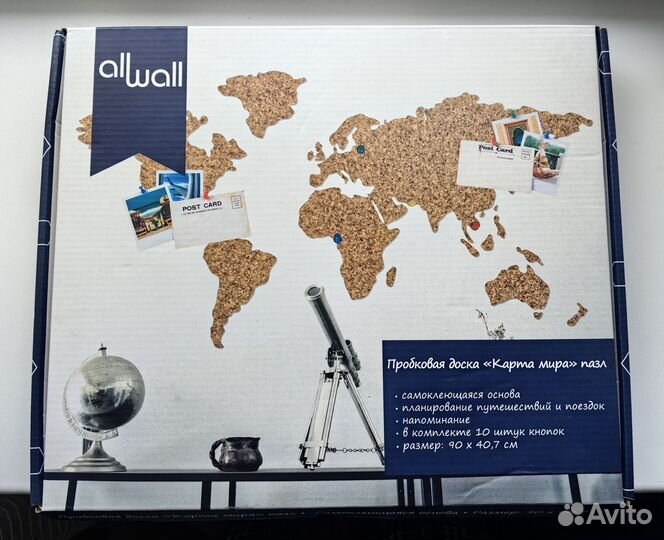Пробковая доска карта мира пазл