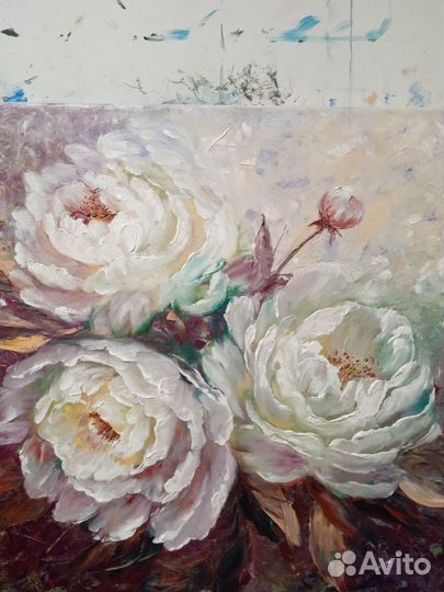 Картина маслом на холсте. Пионы 40/40