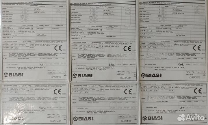 Водогрейные котлы Biasi RAS свыше 115 С - чертежи