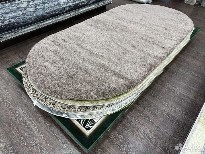 Ковер 200 х 400 с высоким ворсом, коричневый