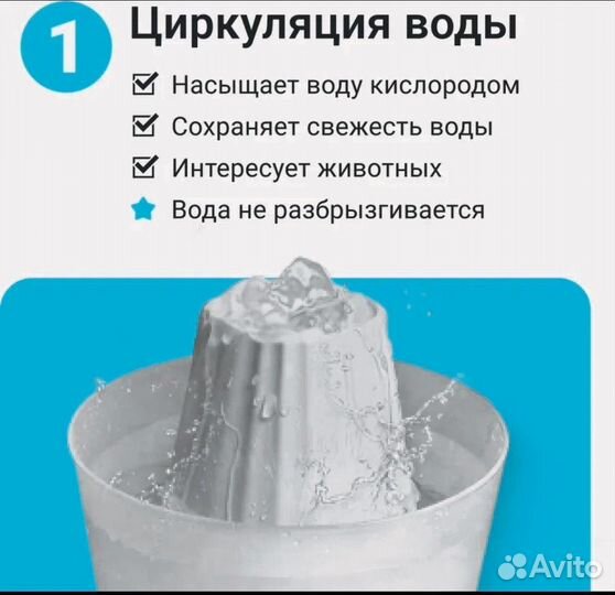 Автоматическая поилка фонтан для кошек ZooWell