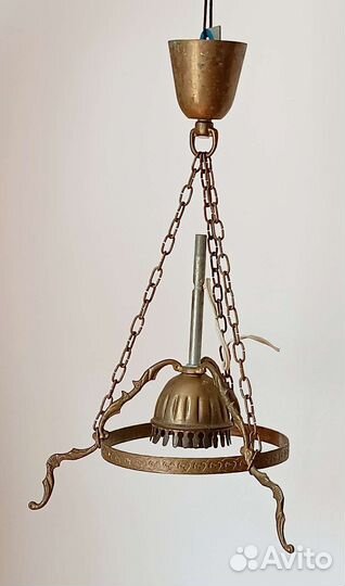 Люстра бронза, лампа с абажуром, винтаж СССР