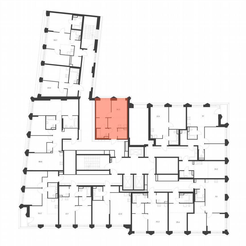 1-к. квартира, 36,3 м², 3/26 эт.