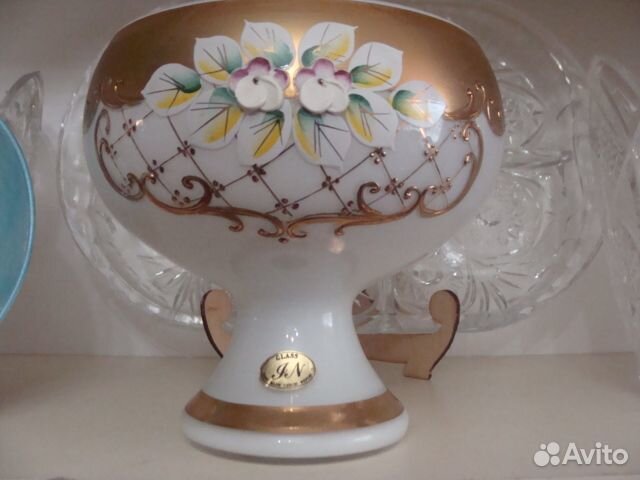 Цветное стекло Чехия вазы, наборы графинов