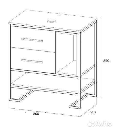 Тумба Grunge Loft 80Н 2я/2п Дуб вотан