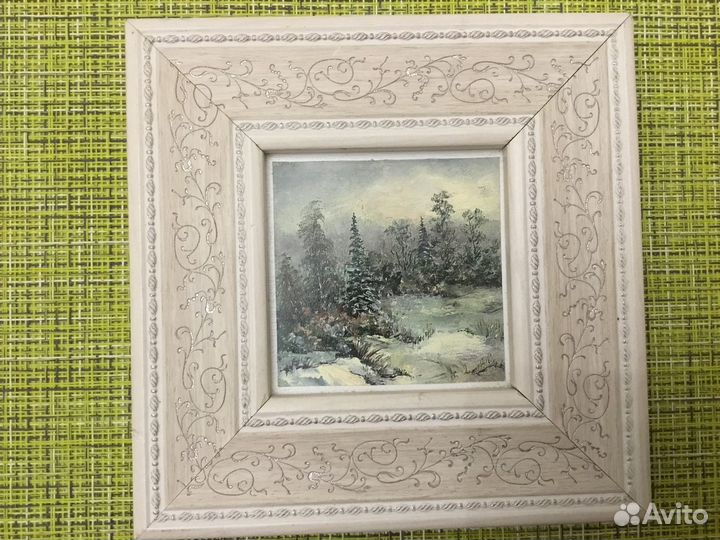 Живопись «Зимний пейзаж», миниатюра