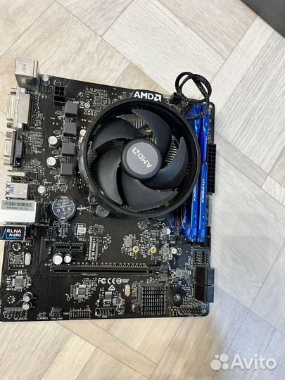 Материнская плата с ryzen 5 2600, озу 16гб, бп