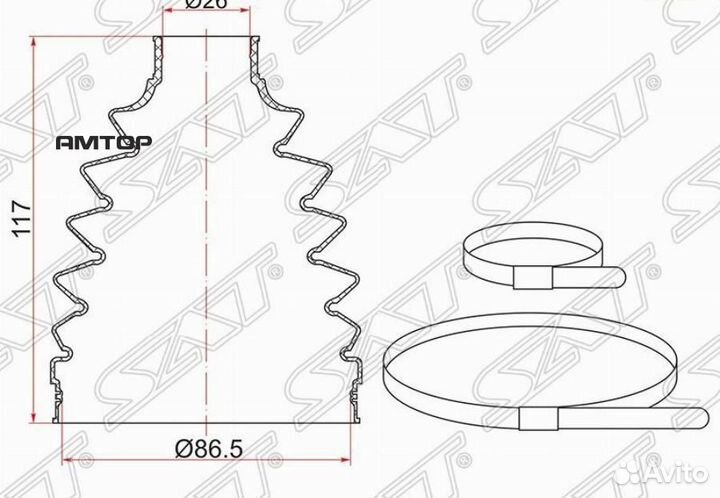 SAT TC-095 Пыльник шруса наружный FR toyota avensi