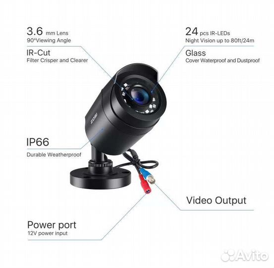 Комплект видеонаблюдения на 4 камеры Zosi. Новый