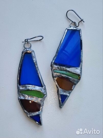 Витражные серьги ручной работы