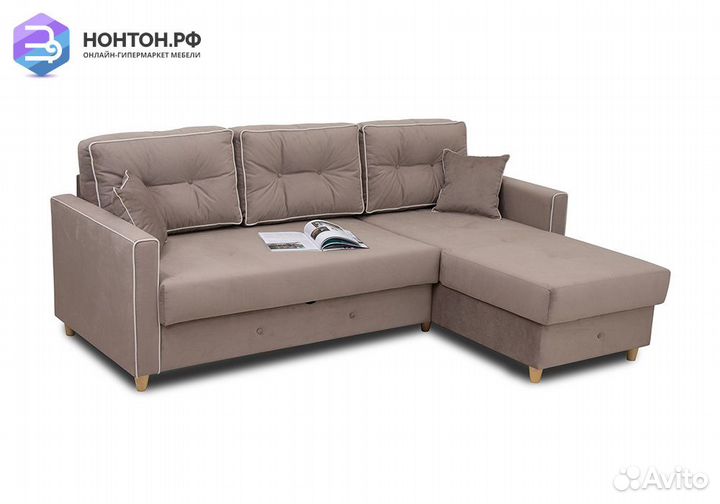 Диван угловой дельфин Айрин светло-коричневый