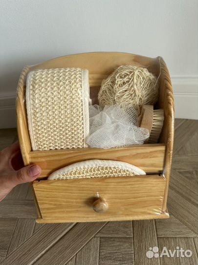 Набор щетка массажная мочалки для бани душа ванны