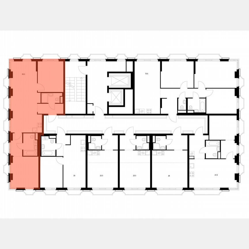 2-к. квартира, 66,5 м², 7/16 эт.