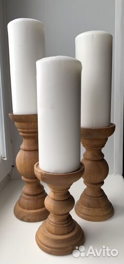 Подсвечники дерево, металл и свечи икеа