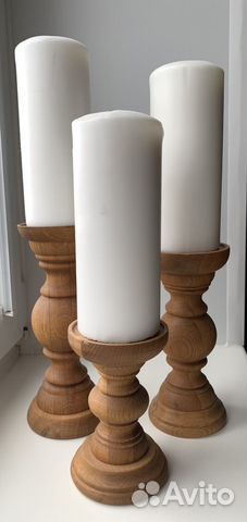 Подсвечники дерево, металл и свечи икеа