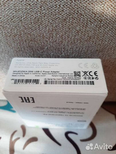 Адаптер питания apple 20w