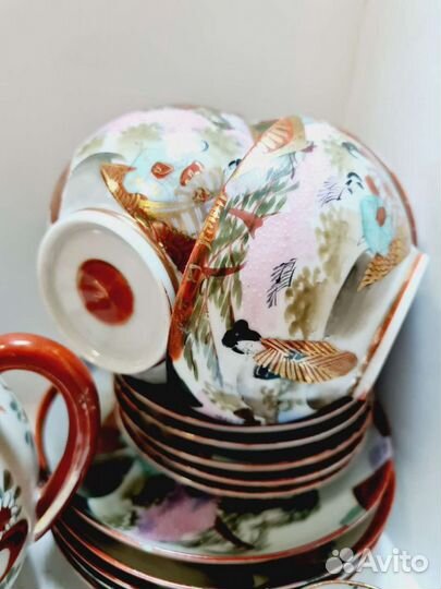 Сервиз кутани япония начало 20 века тонкий, костян
