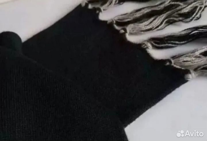 Мужской шарф черный длинный серый двустронний