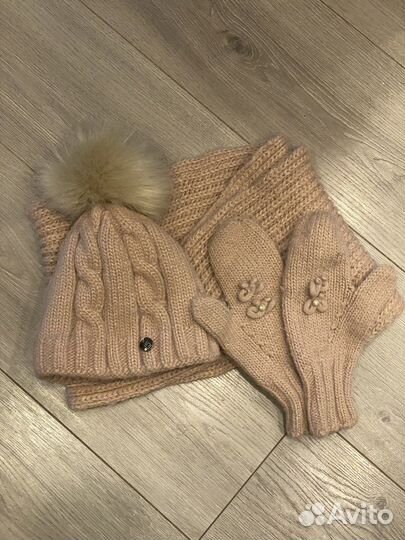 Комплект шапка, снуд и варежки женские