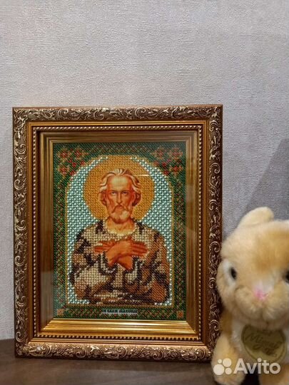 Икона вышитая бисером. Святой мученик Максим
