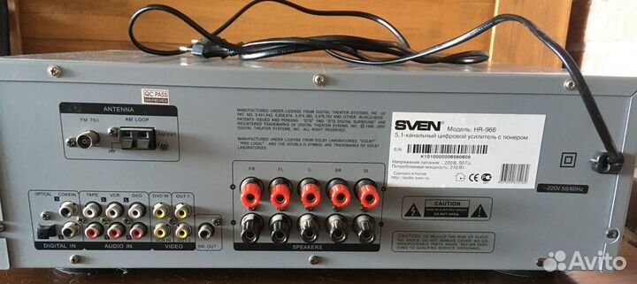 Sven HP-540+ресивер (усилитель) HR-966+DVD-рекорде