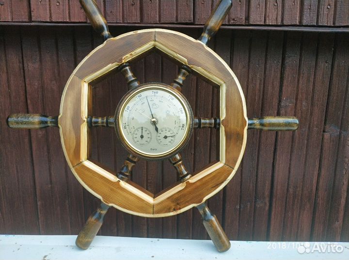Штурвал-часы с барометром, термометром и гигрометр