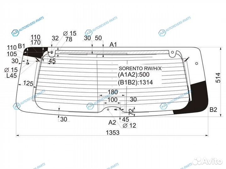 Sorento rwhx Стекло заднее с обогревом KIA I 02-09
