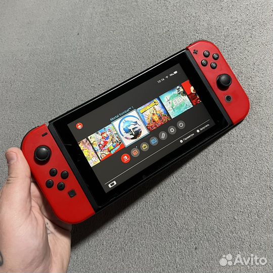 Nintendo switch rev1 Red (Прошивка, 128Gb, Чехол)