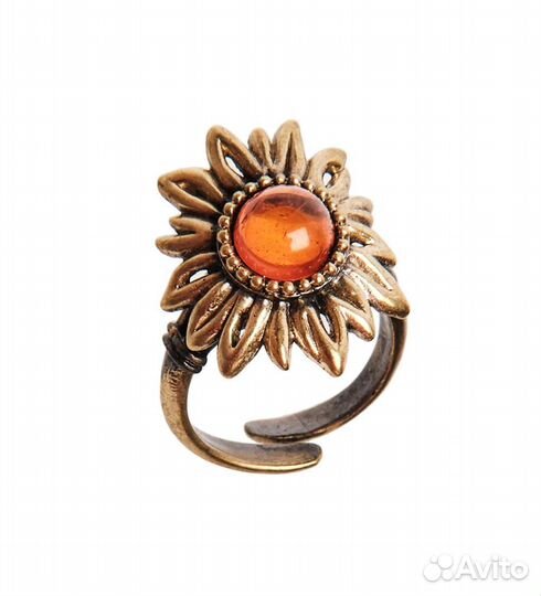 Кольцо Василек (латунь, янтарь) A2163150