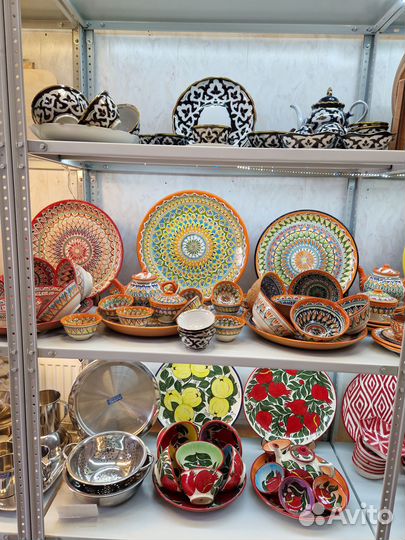 Риштанская, Узбекская посуда, ляган, пиала, косы