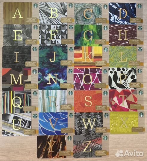 Карты Starbucks Алфавит