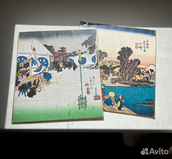 Японские панно-живопись винтаж прошлый век картон