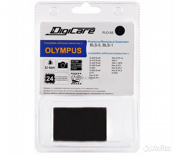 Аккумулятор DigiCare PLO-S5 / Olympus BLS-5 / BLS