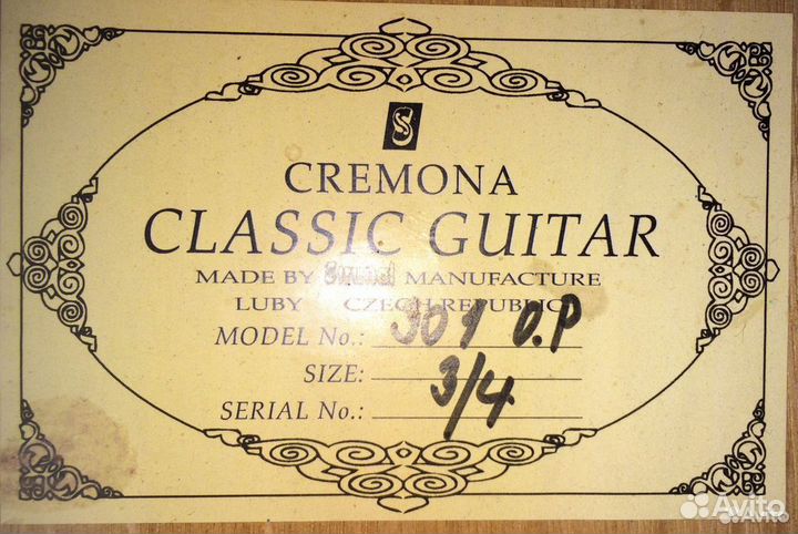 Гитара Cremona 301 O.P. размер 3/4 Чехия и чехол