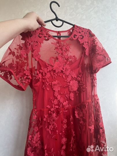 Коктейльное платье красное платье 42-44