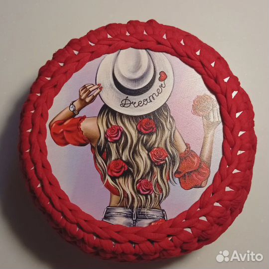 Вязаные интерьерные корзинки с крышкой