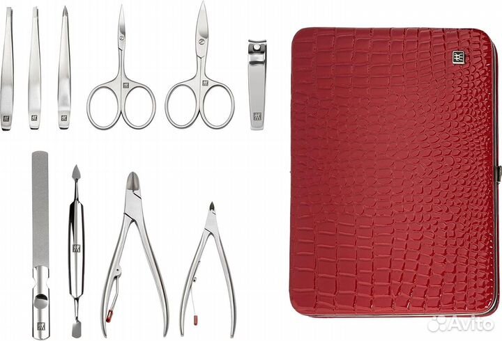 Маникюрный набор 10 пр. Zwilling Inox красный